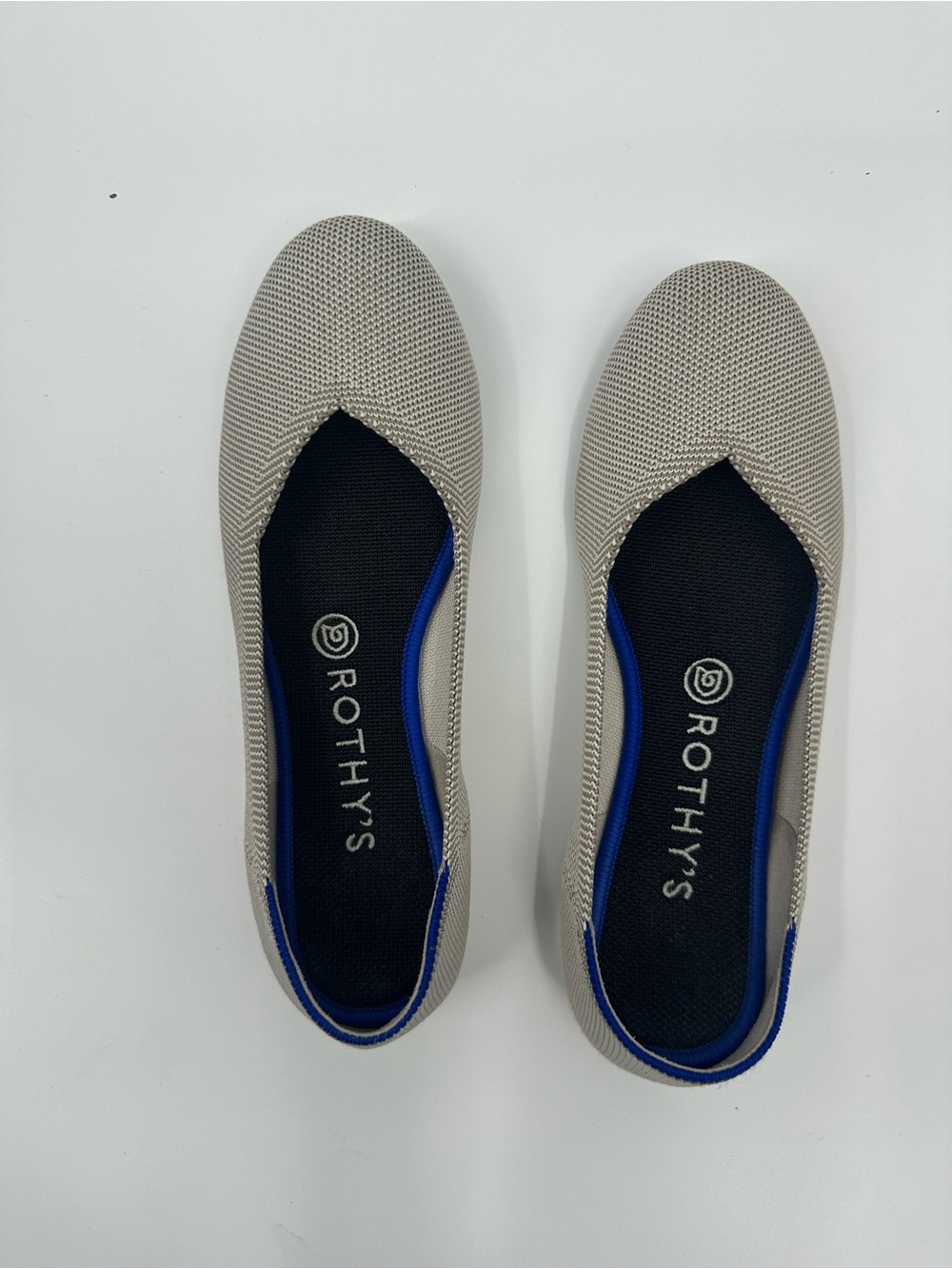 Rothys The Flat Womens 8 Flax Birdseye Blue Halo Ballet Flats Retired Rare1513